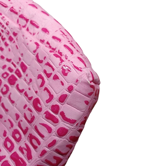 NEW BABYLISS PRO Pink Hot Pink Faux Reptile Print Tote Bag Zipper Top Purse - Picture 13 of 13